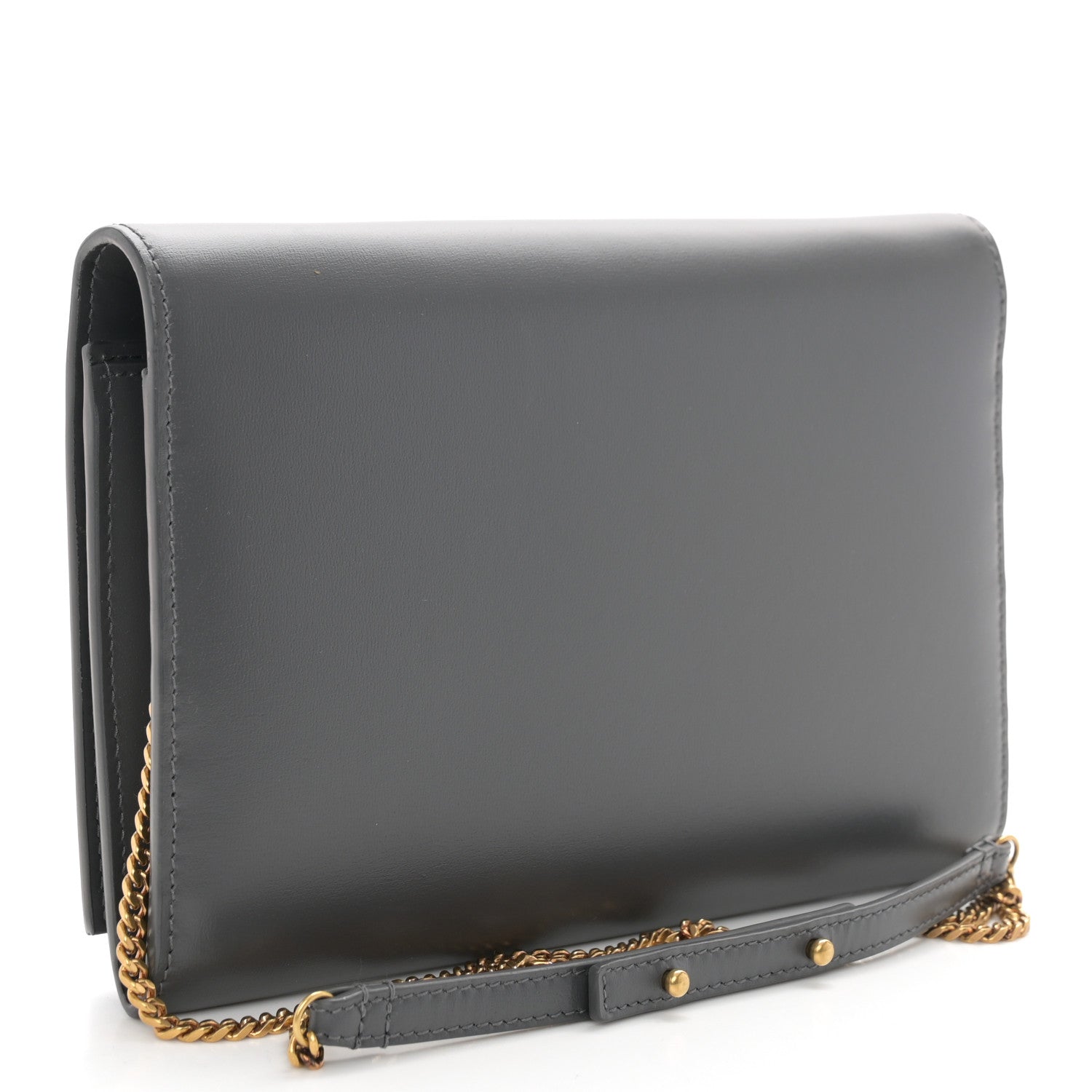 Saint Laurent Glossy Calfskin Monogram Chain Wallet Storm 3 of 9