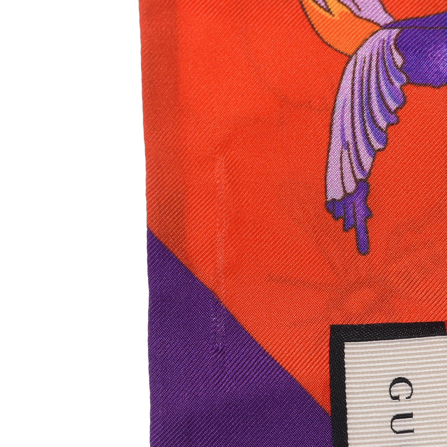 Silk Floral Neck Bow Scarf Orange Purple