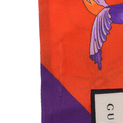 Gucci Silk Floral Neck Bow Scarf Orange Purple 5 of 6