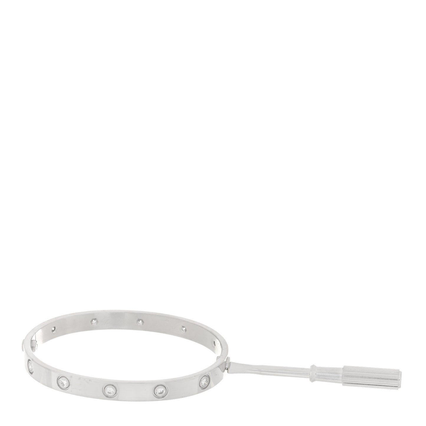 18K White Gold 10 Diamond LOVE Bracelet 17