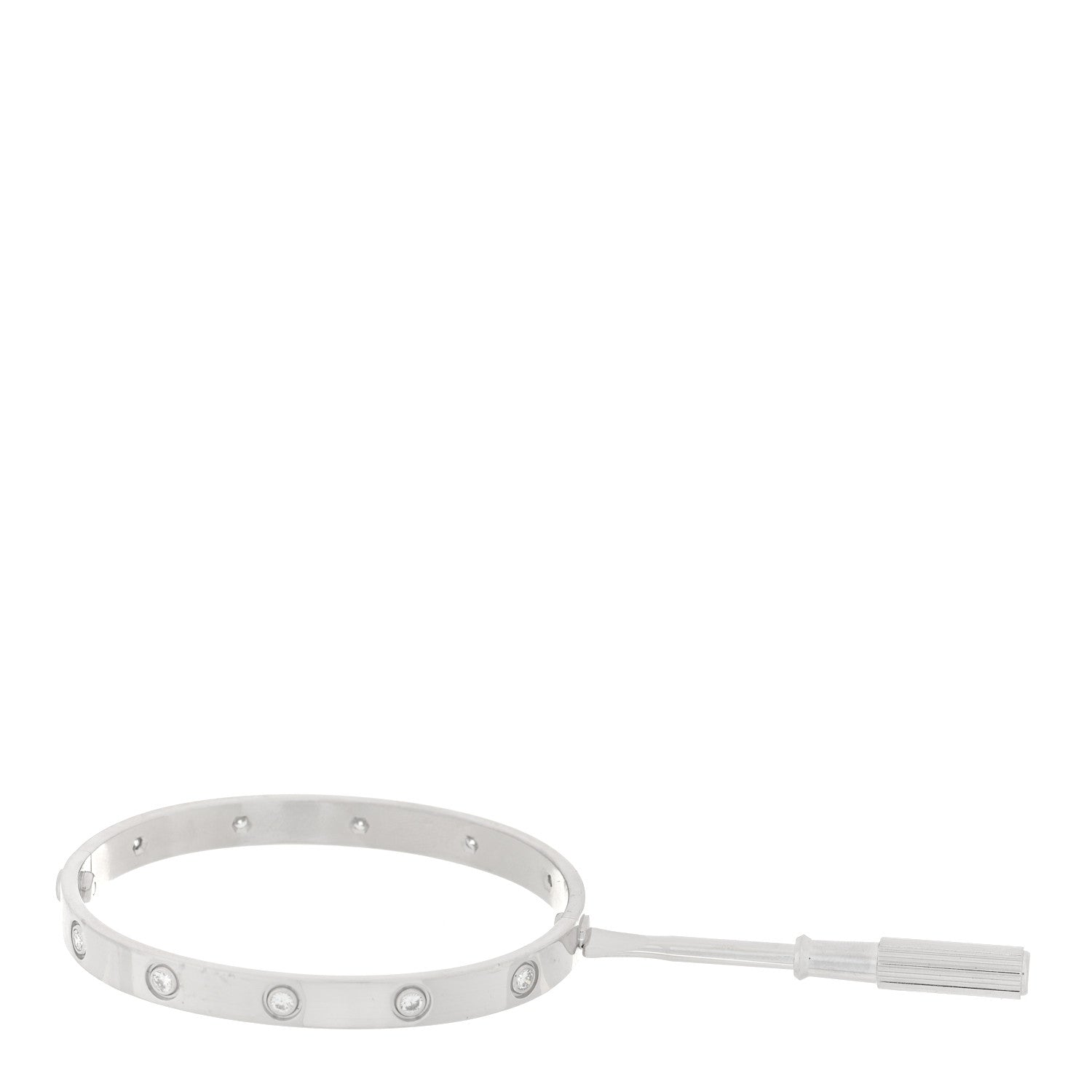 Cartier 18K White Gold 10 Diamond LOVE Bracelet 17 4 of 4