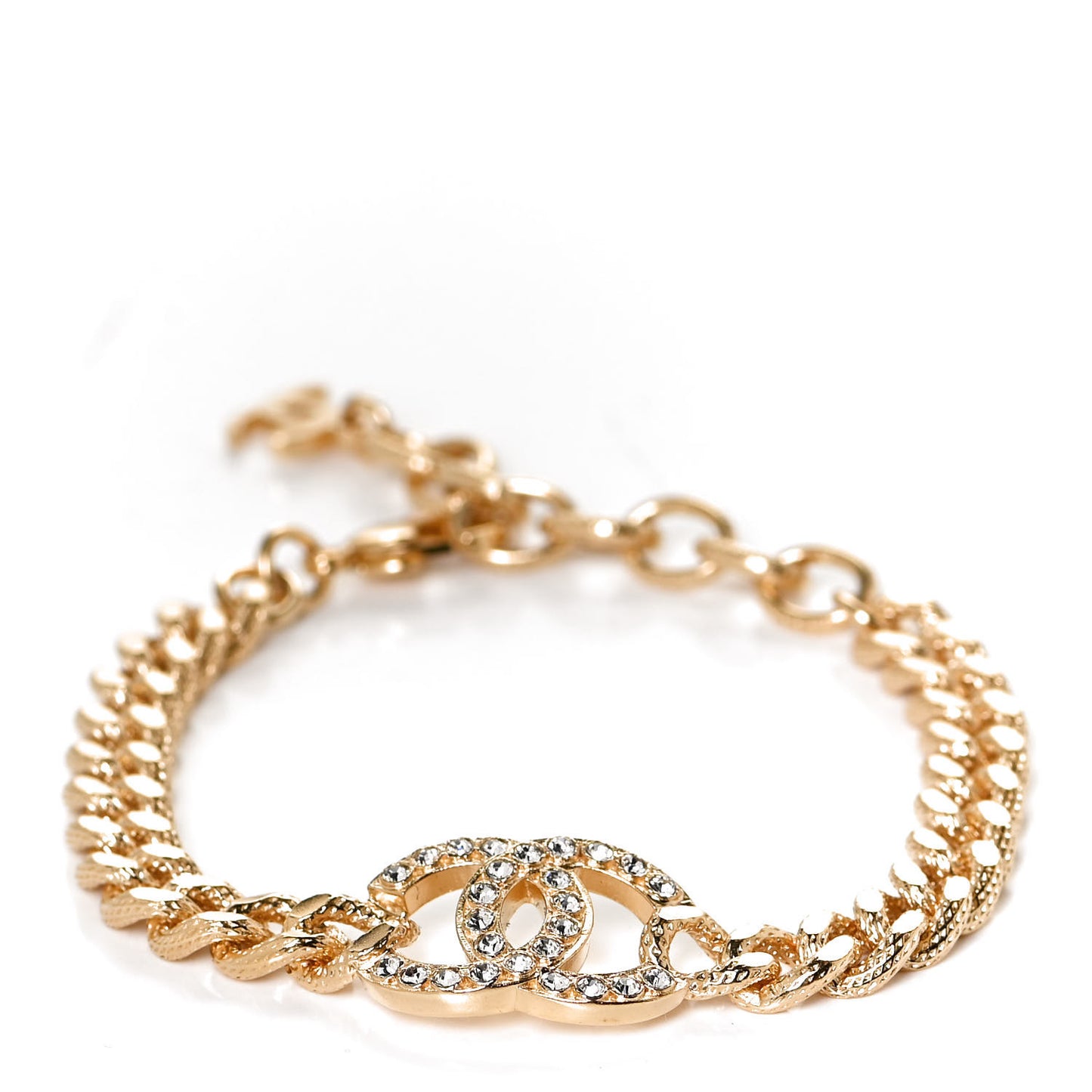 Crystal CC Chain Link Bracelet Gold