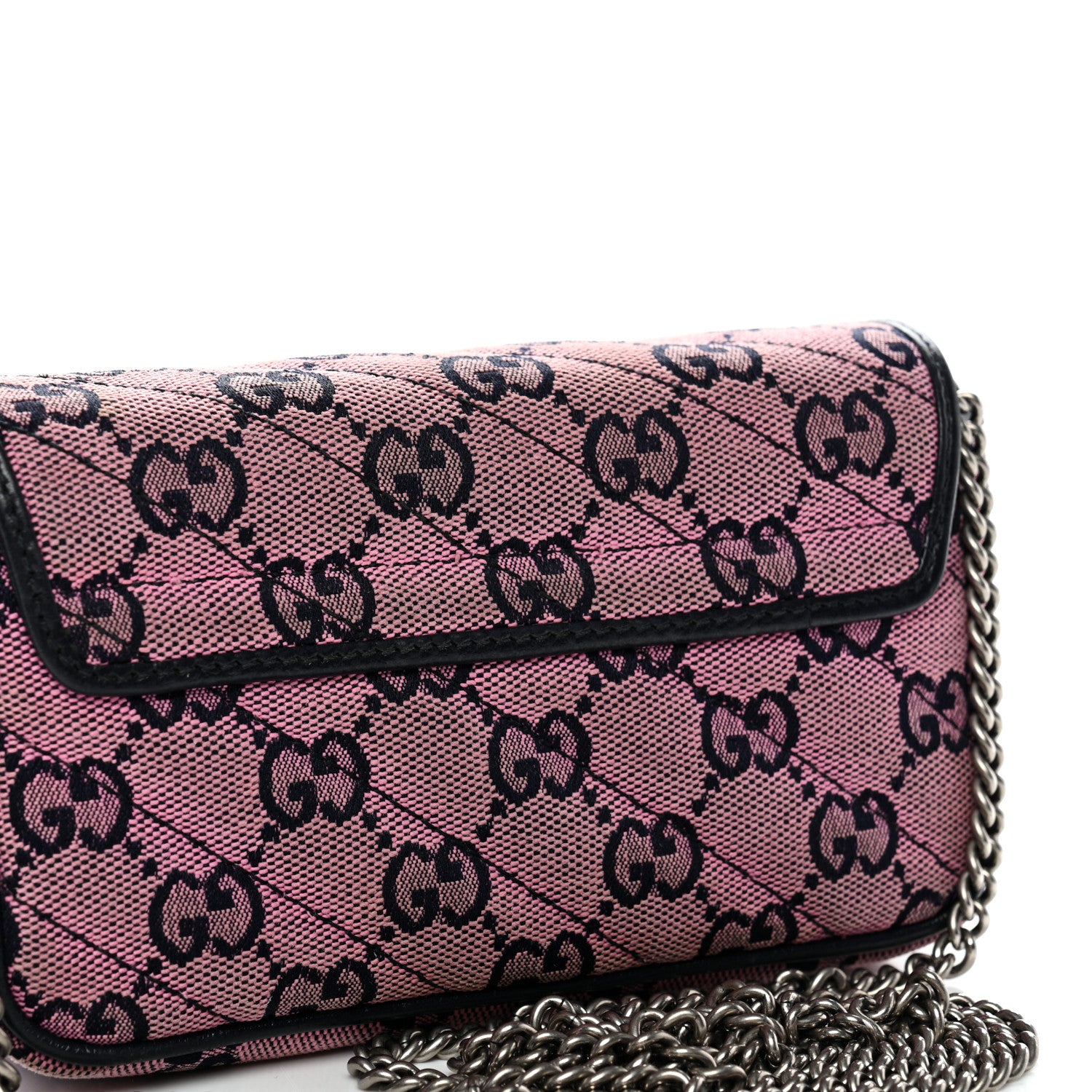 Gucci Monogram Multicolor Matelasse Diagonal Super Mini GG Marmont Shoulder Bag Pink Blue 15 of 15