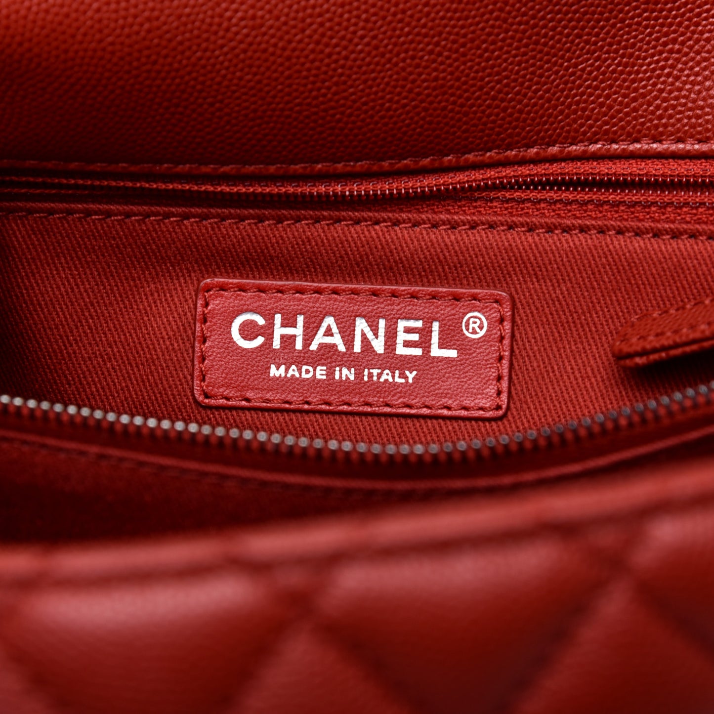 Caviar Quilted Medium Coco Handle Flap Dark Red