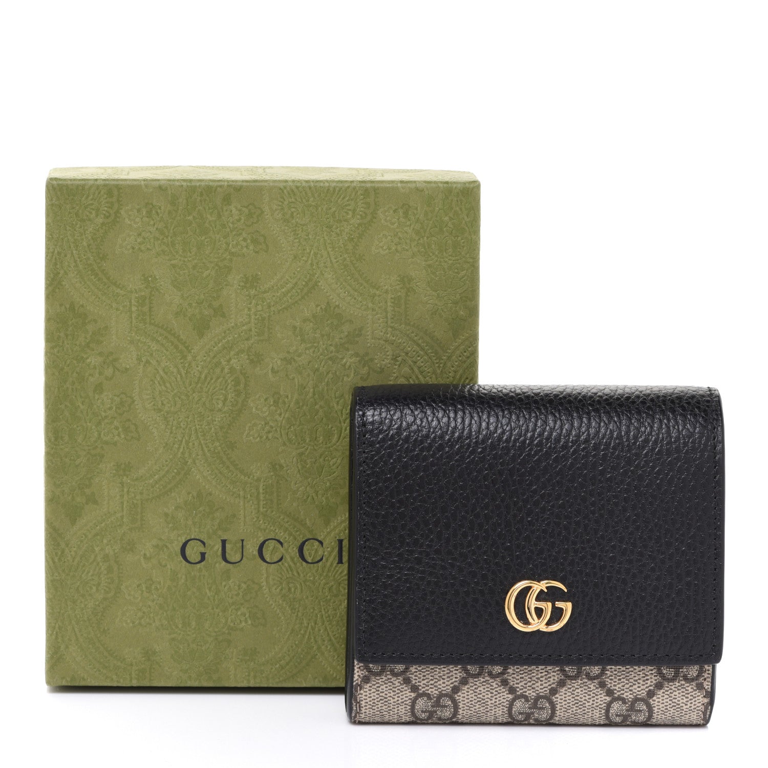 Gucci Dollar Calfskin GG Supreme Monogram Medium GG Marmont Wallet Black Beige Ebony 7 of 7