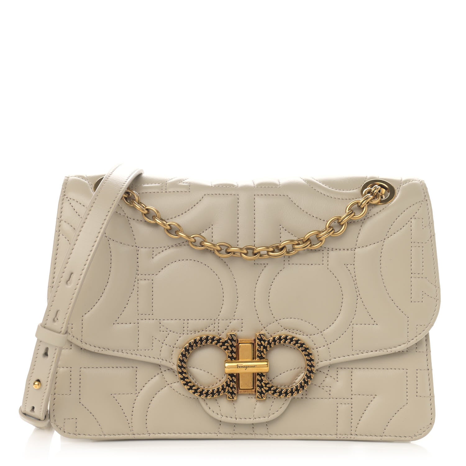 Salvatore Ferragamo Calfskin Quilted Gancini Flap Bag Peony 1 of 11