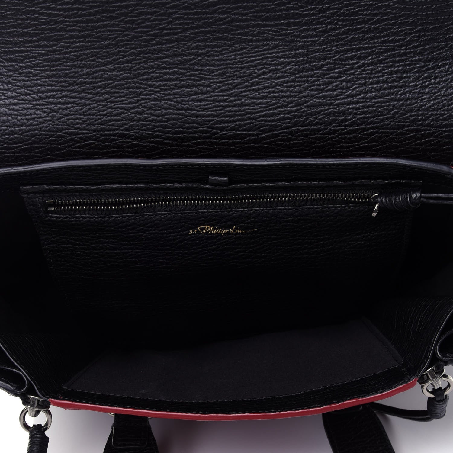3.1 Phillip Lim Textured Calfskin Medium Pashli Satchel Crimson Black 3 of 4