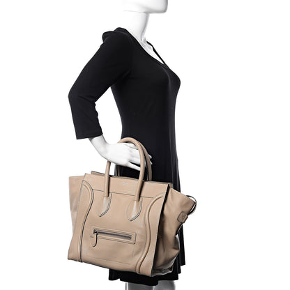 Celine Drummed Calfskin Mini Luggage Dune 2 of 10