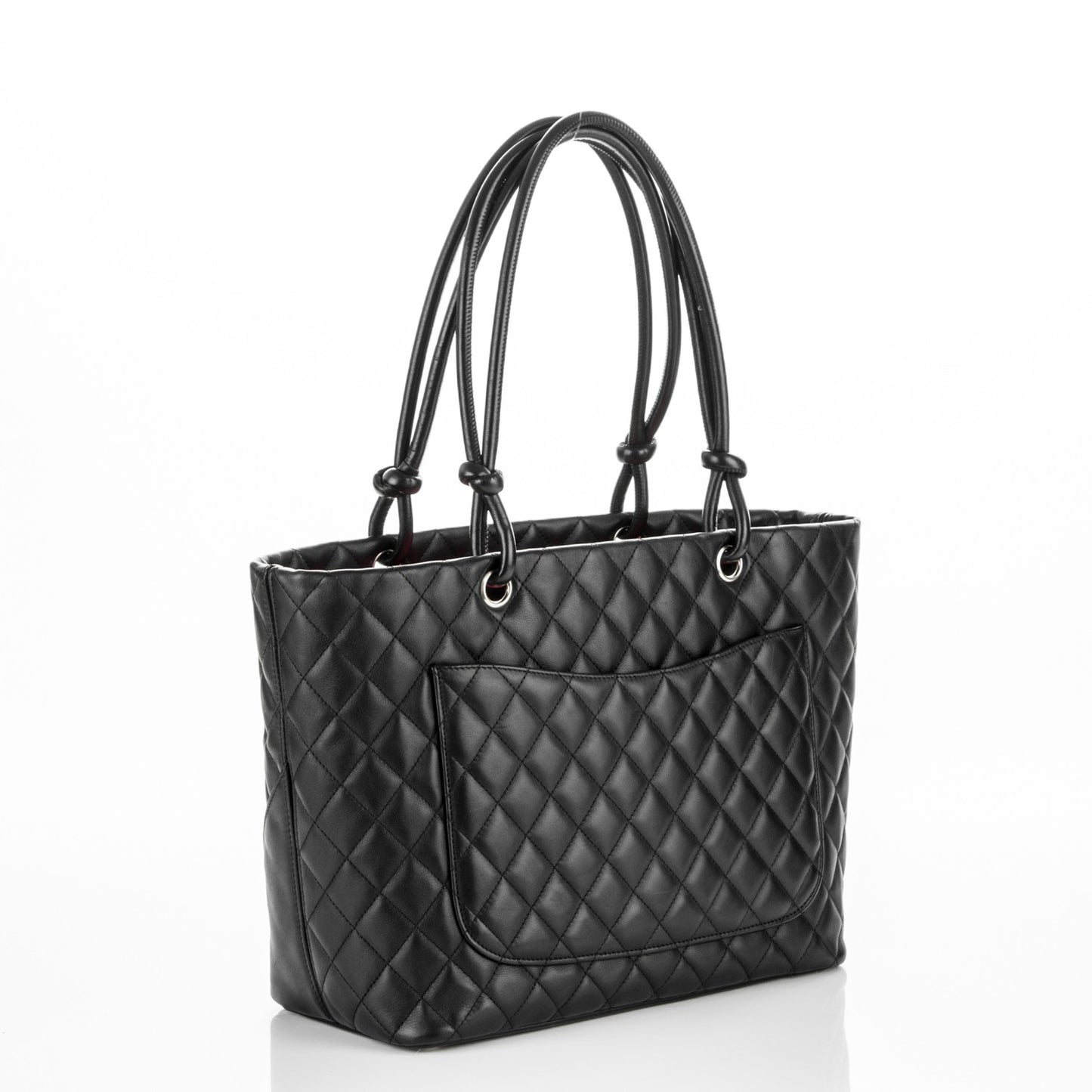Calfskin Quilted Large Cambon Tote Black