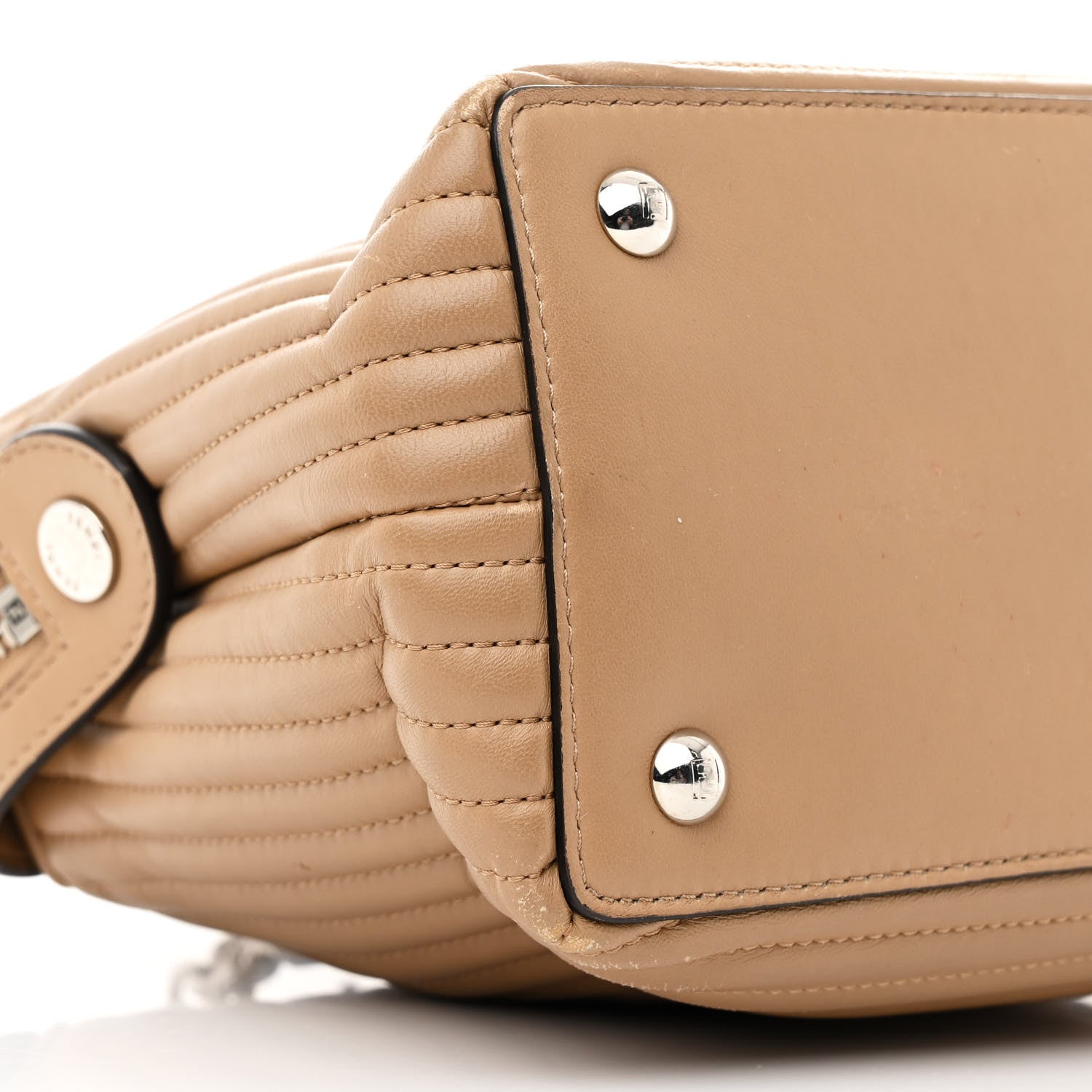 Fendi Shiny Nappa Trapuntata Small DotCom Click Chain Satchel Cuoio 10 of 17