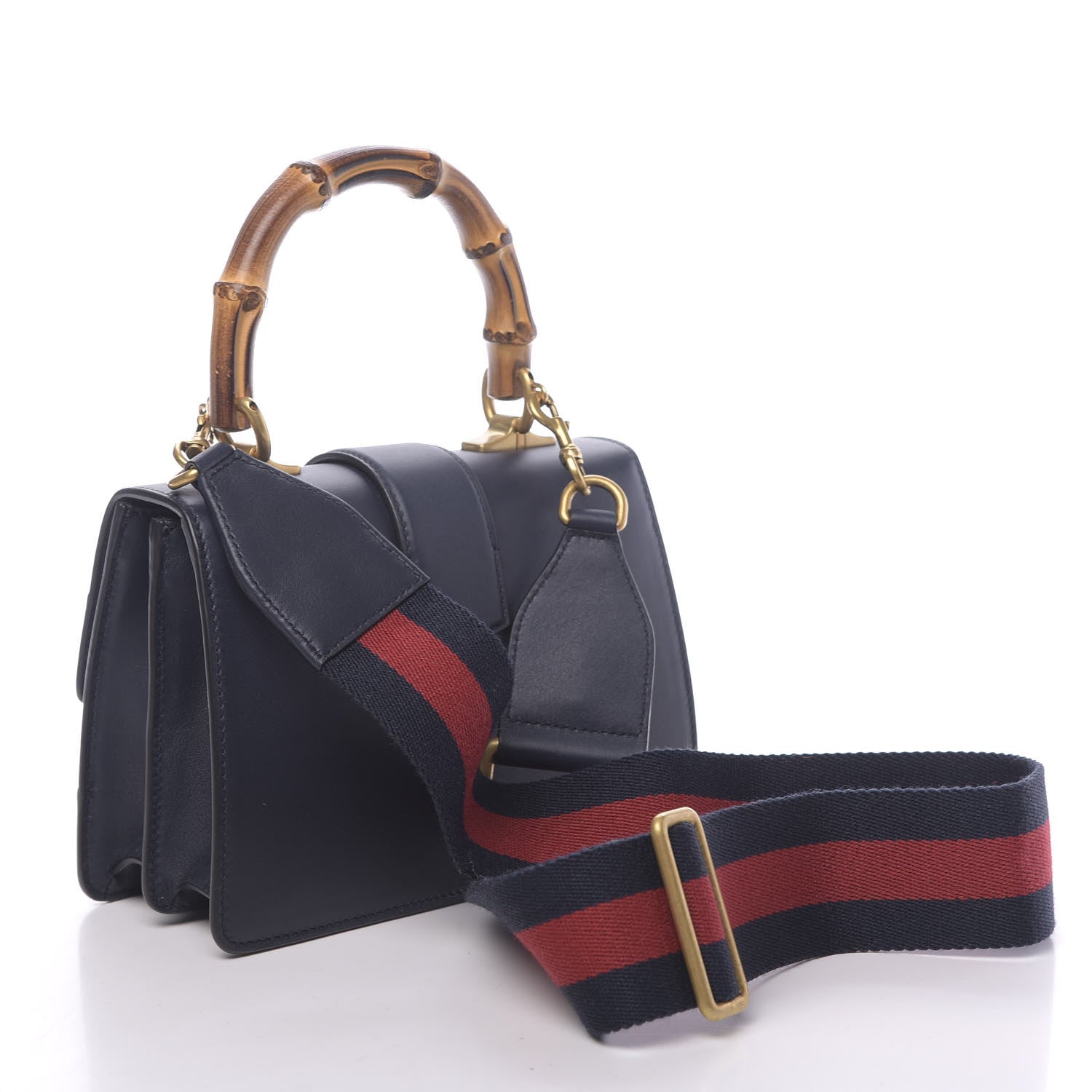 Gucci Calfskin Bamboo Web Mini Dionysus Top Handle Bag Blue Emerald Hibiscus Red 3 of 10