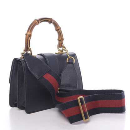 Gucci Calfskin Bamboo Web Mini Dionysus Top Handle Bag Blue Emerald Hibiscus Red 3 of 10