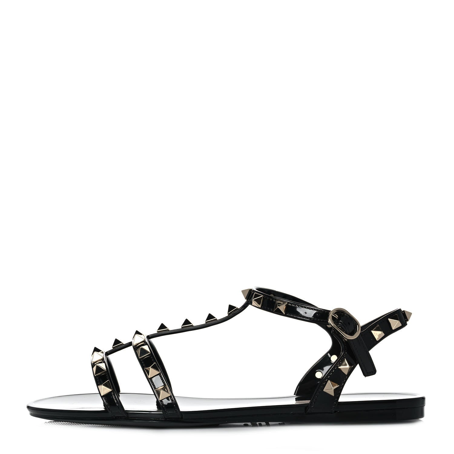 Valentino Garavani PVC Jelly Rockstud Caged Sandals 38 Black 1 of 8