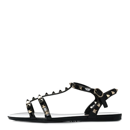 Valentino Garavani PVC Jelly Rockstud Caged Sandals 38 Black 1 of 8