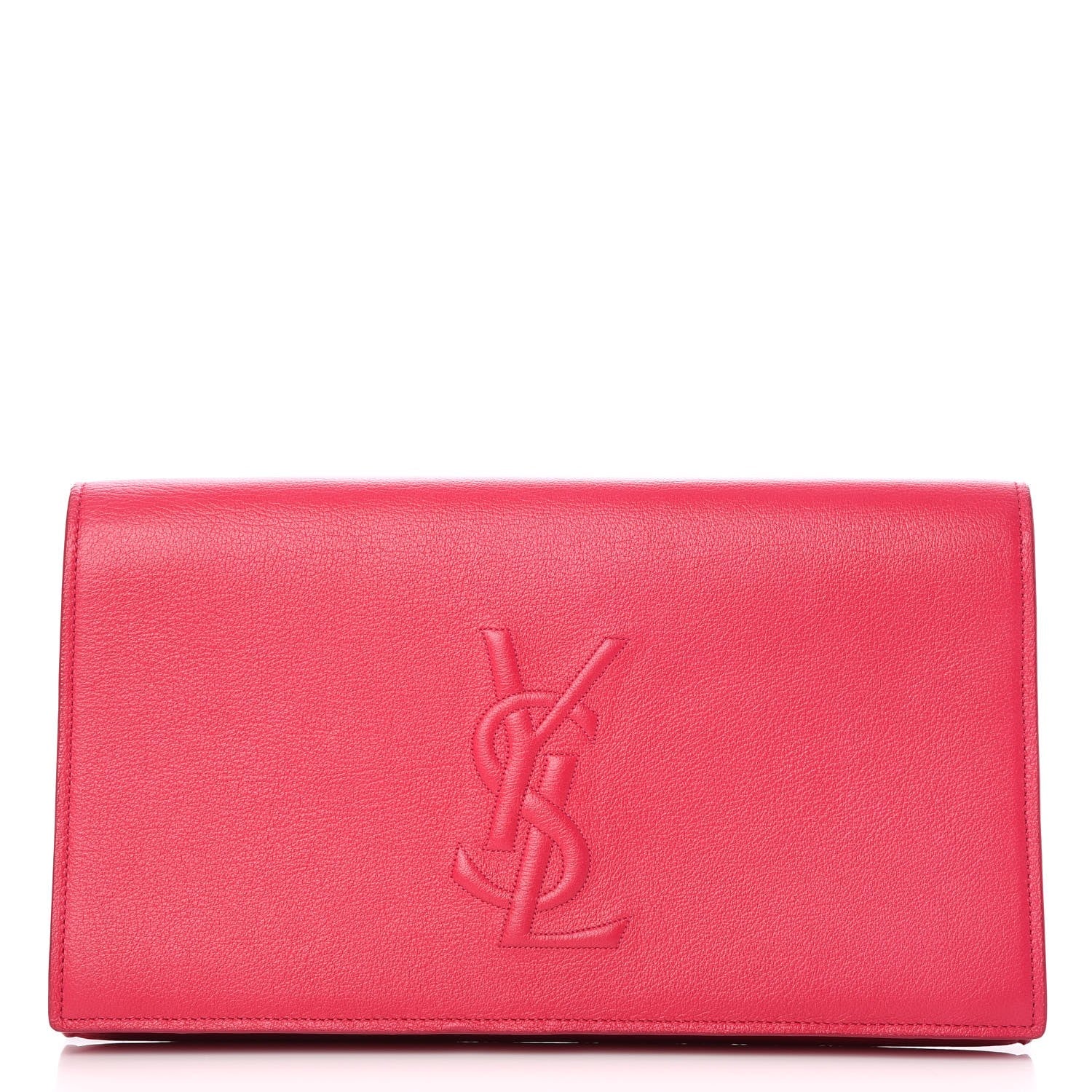 Saint Laurent Calfskin Monogram Large Belle De Jour Clutch Lipstick Fuchsia 1 of 7