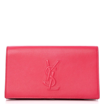 Saint Laurent Calfskin Monogram Large Belle De Jour Clutch Lipstick Fuchsia 1 of 7