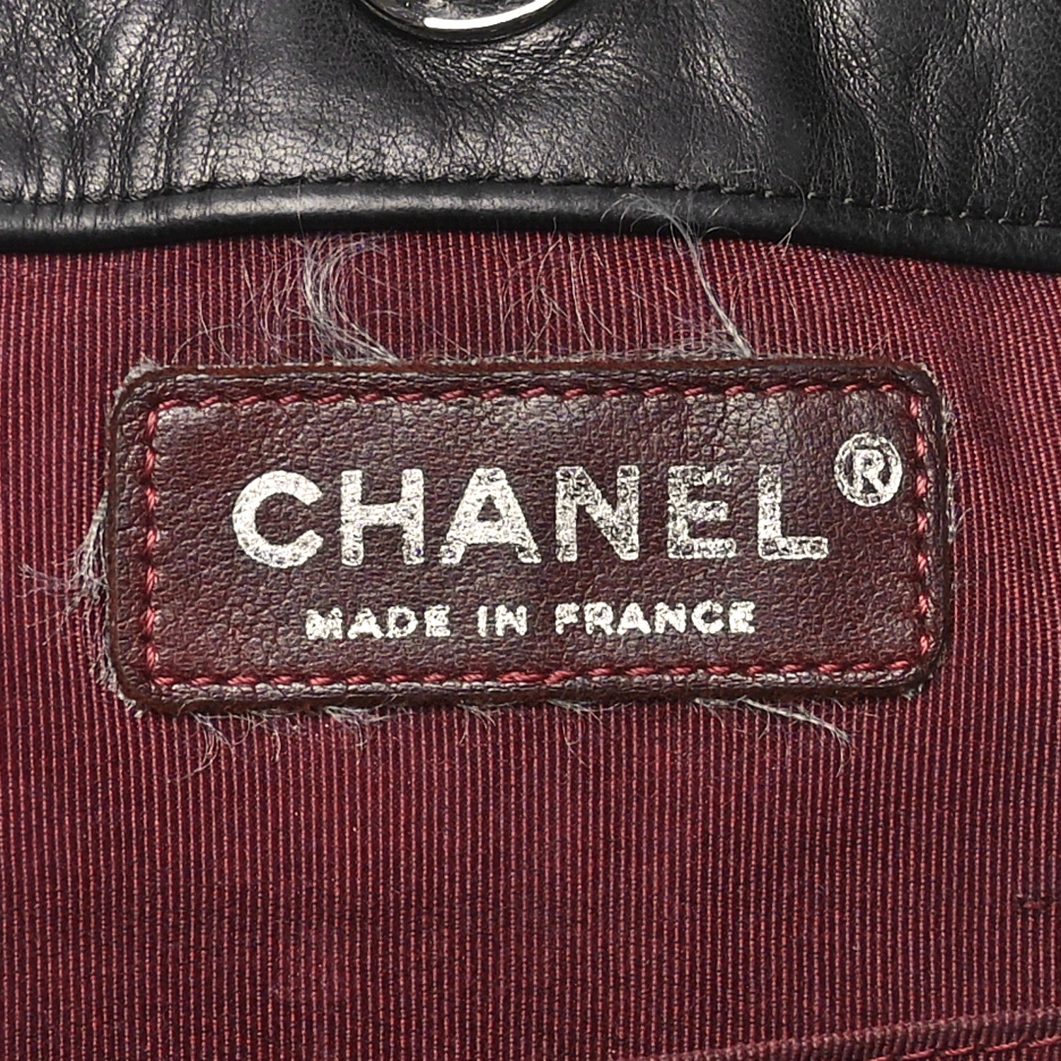 Chanel Lambskin Quilted Pile Ou Face Drawstring Bag Black 6 of 10