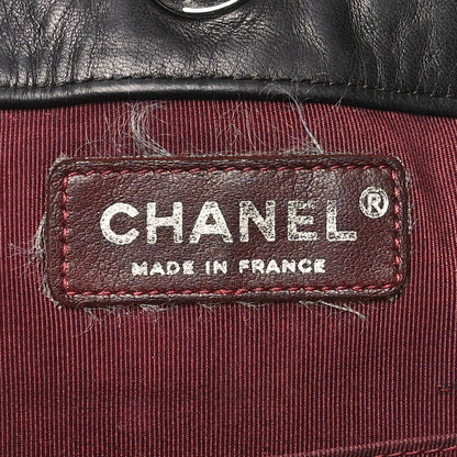 Chanel Lambskin Quilted Pile Ou Face Drawstring Bag Black 6 of 10