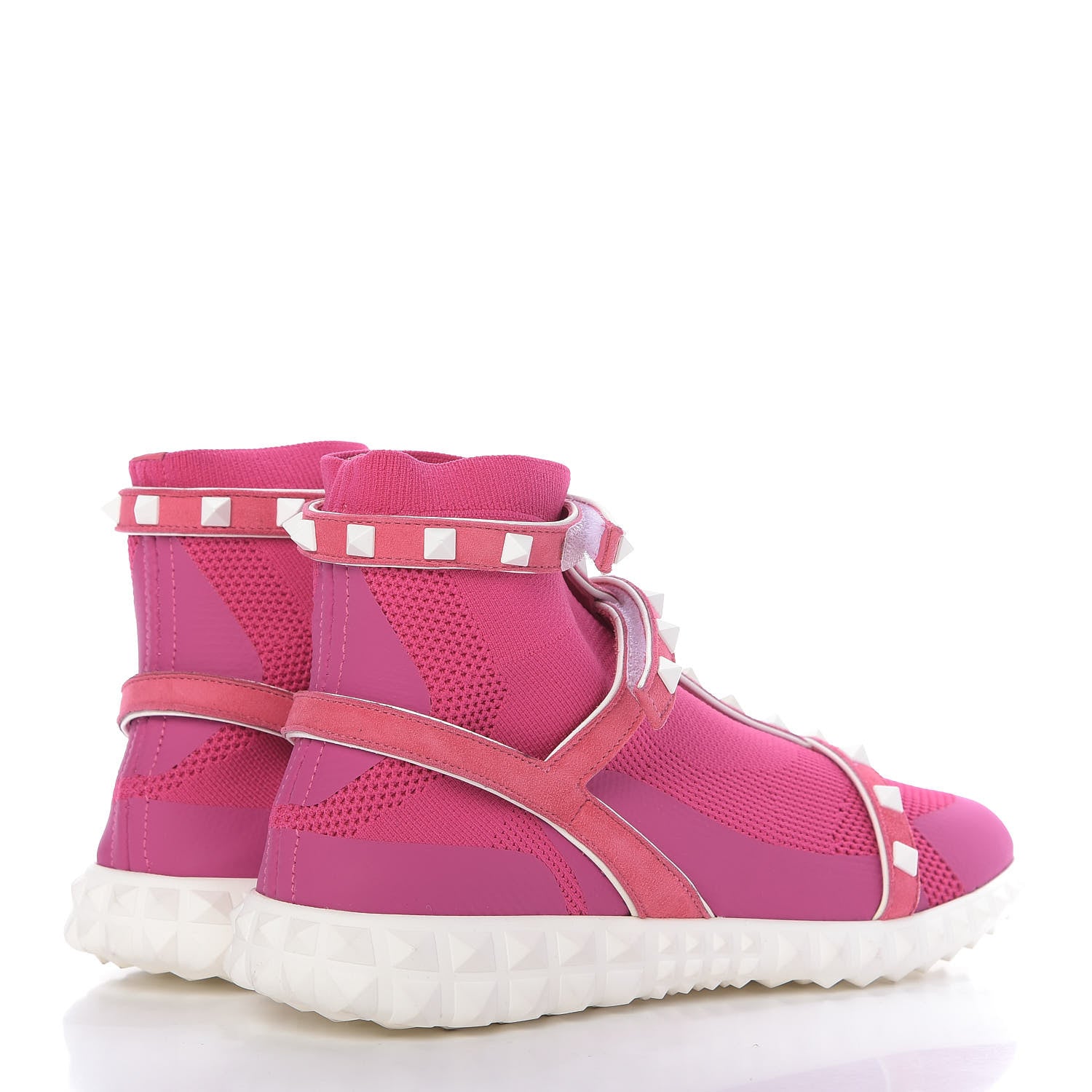 Valentino Garavani Body Tech Knit Free Rockstud Sock High Top Sneakers 37.5 Shadow Pink Optic White 4 of 10