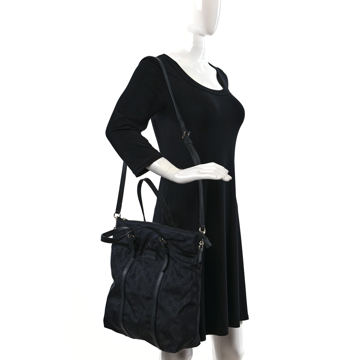 Nylon Monogram Medium Vertical Tote Black