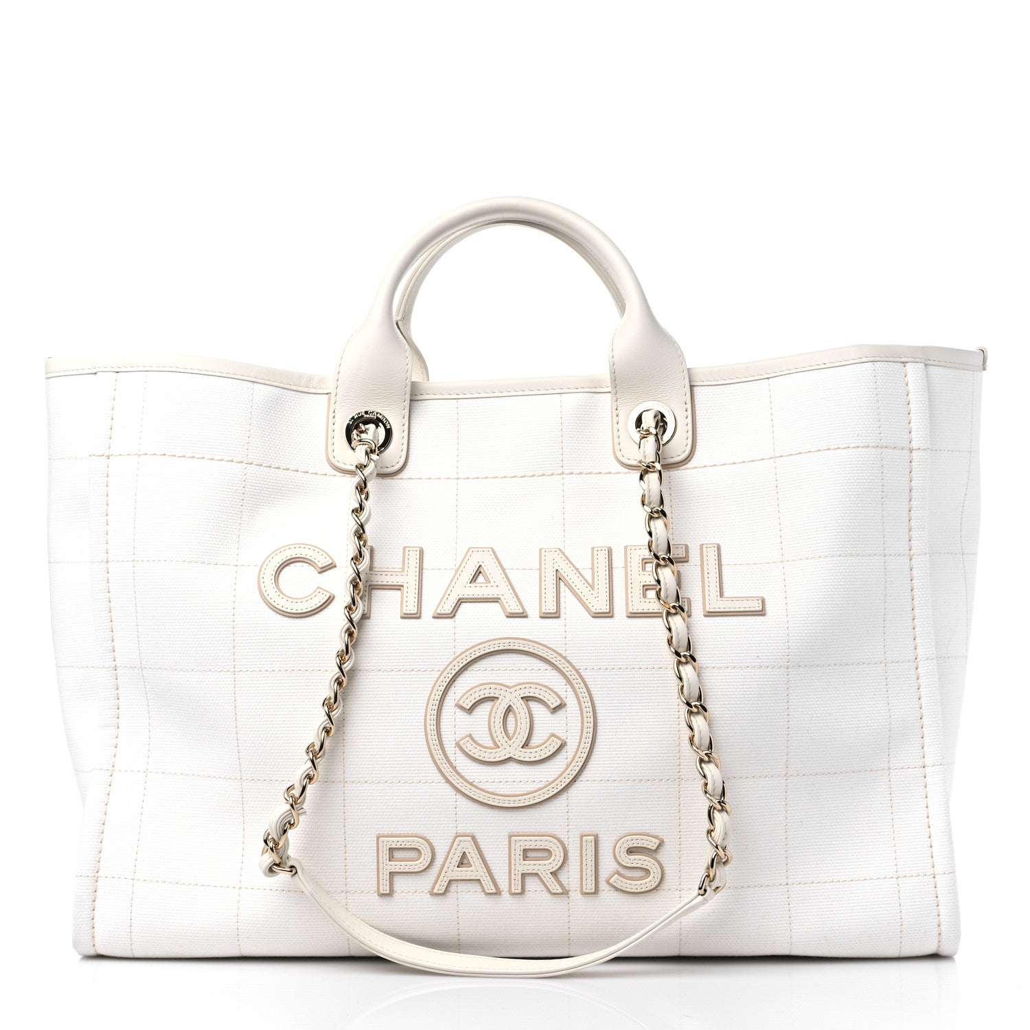 Chanel Cotton Large Deauville Tote White 3 of 13