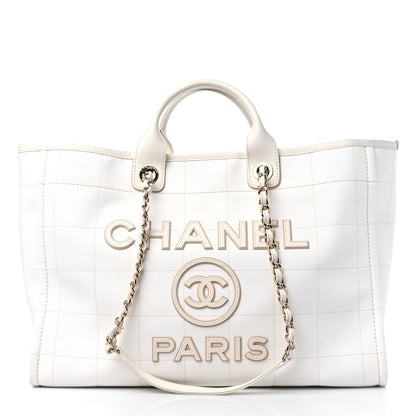 Chanel Cotton Large Deauville Tote White 3 of 13
