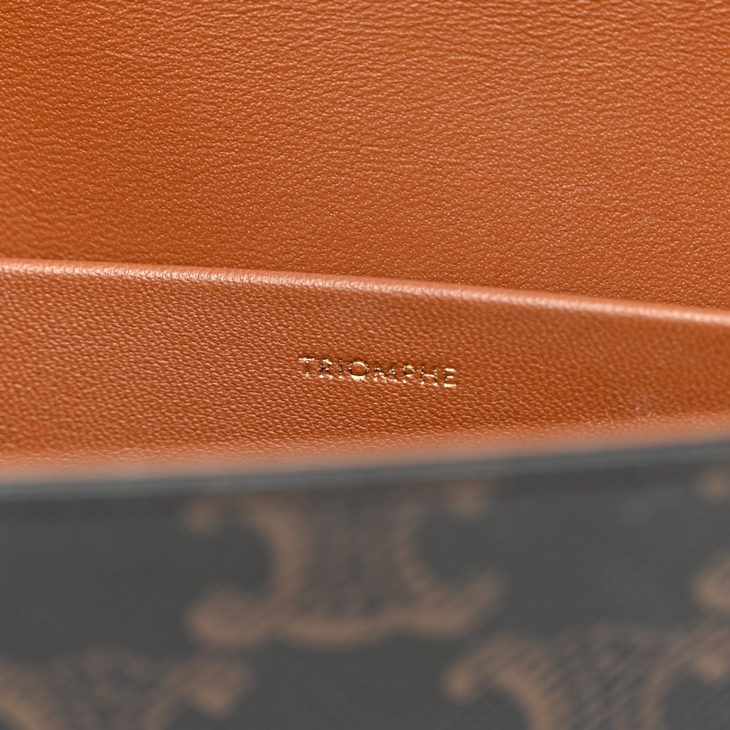 Celine Canvas Calfskin Triomphe Shoulder Bag Tan 7 of 12