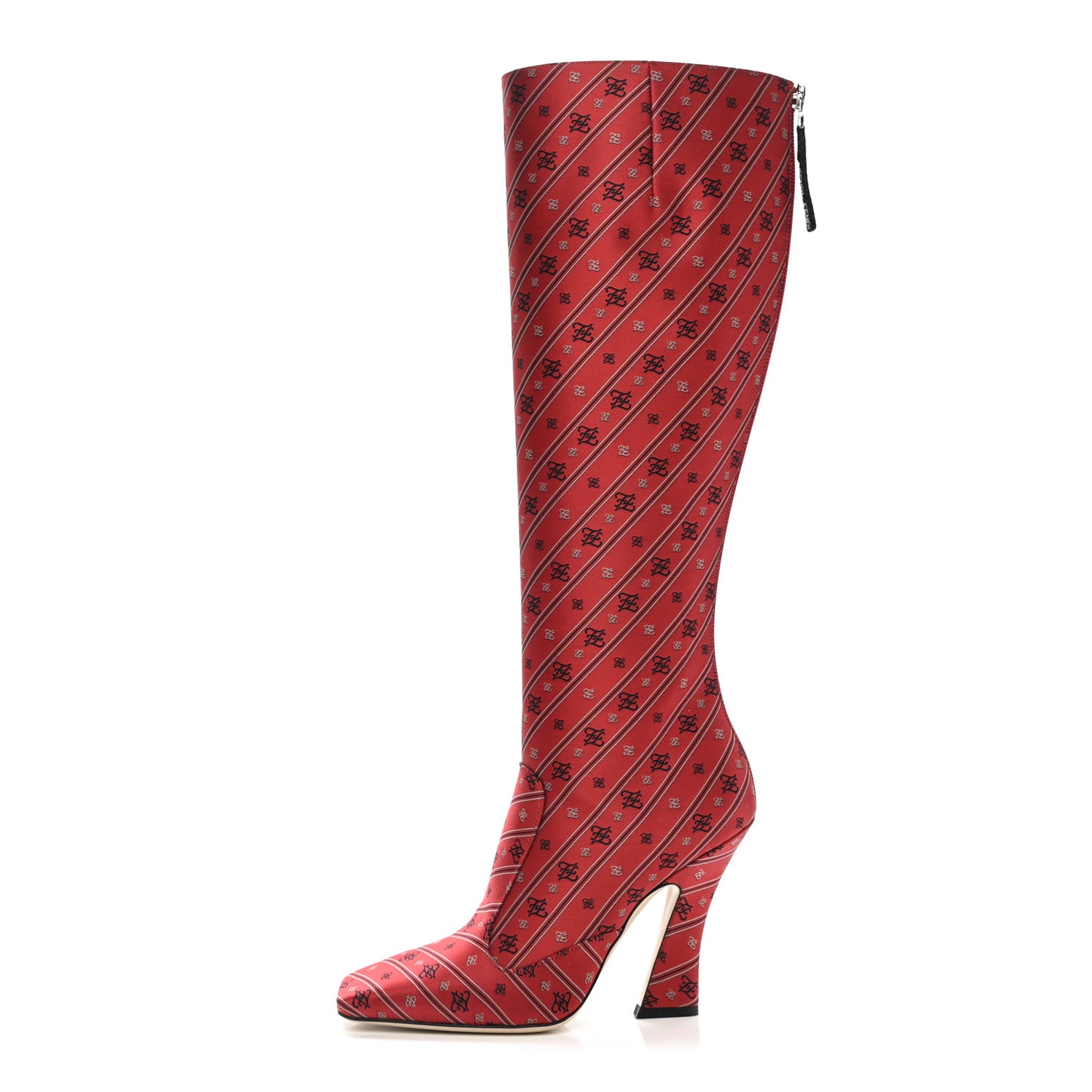 Fabric Jacquard Karligraphy Embroidered FFreedom Knee High Boots 37 Baroque
