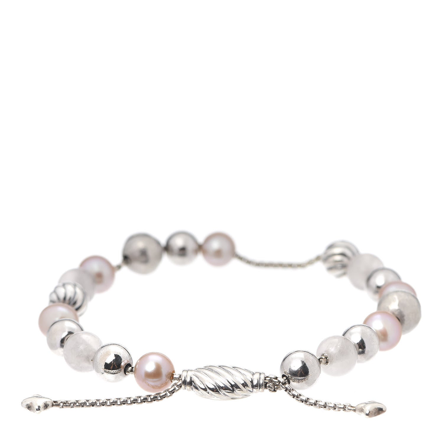 David Yurman Sterling Silver Pink Pearl Rose Quartz 8mm Spiritual Bead Bracelet 3 of 4
