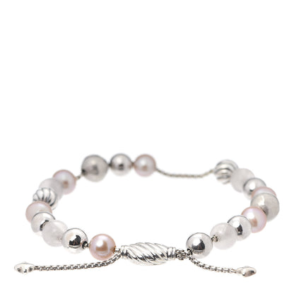 David Yurman Sterling Silver Pink Pearl Rose Quartz 8mm Spiritual Bead Bracelet 3 of 4