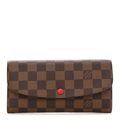 Louis Vuitton Damier Ebene Emilie Wallet Red 1 of 10