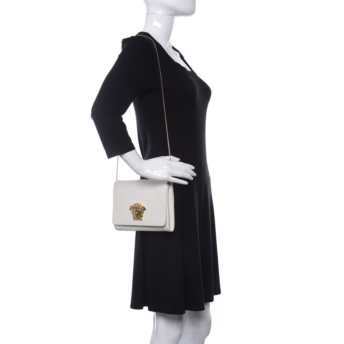 Calfskin Palazzo Chain Evening Bag White