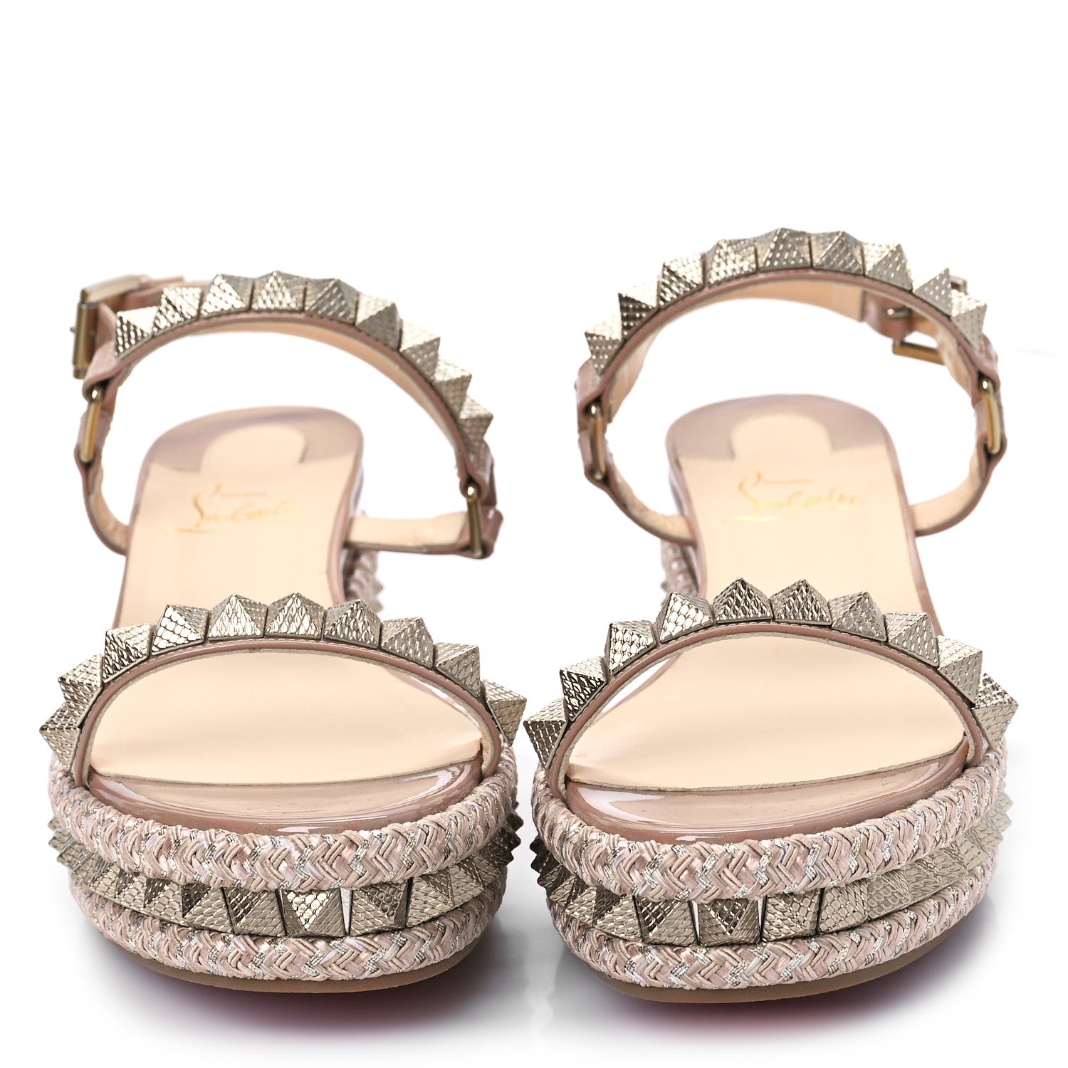 Christian Louboutin Calfskin Cubiste Pyraclou 60 Platform Sandals 39 Nude 2 of 9