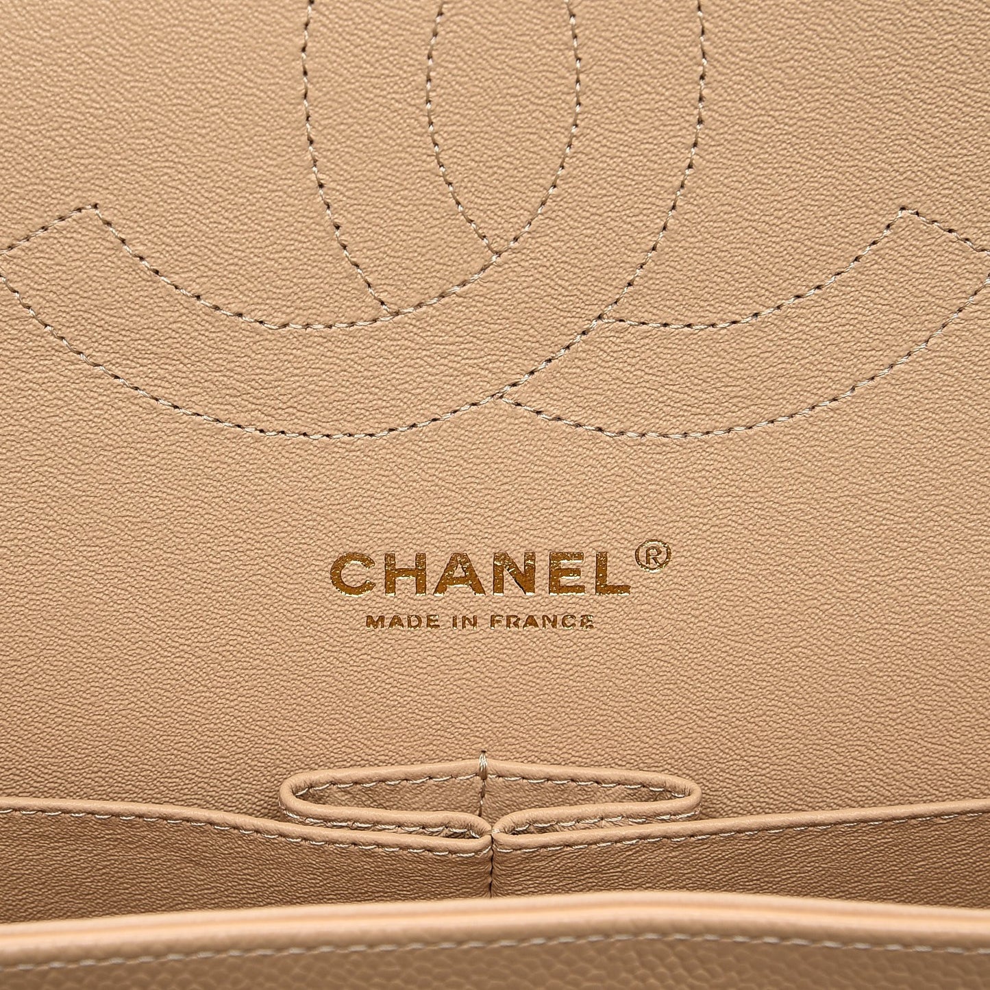 Caviar Quilted Jumbo Double Flap Beige Clair