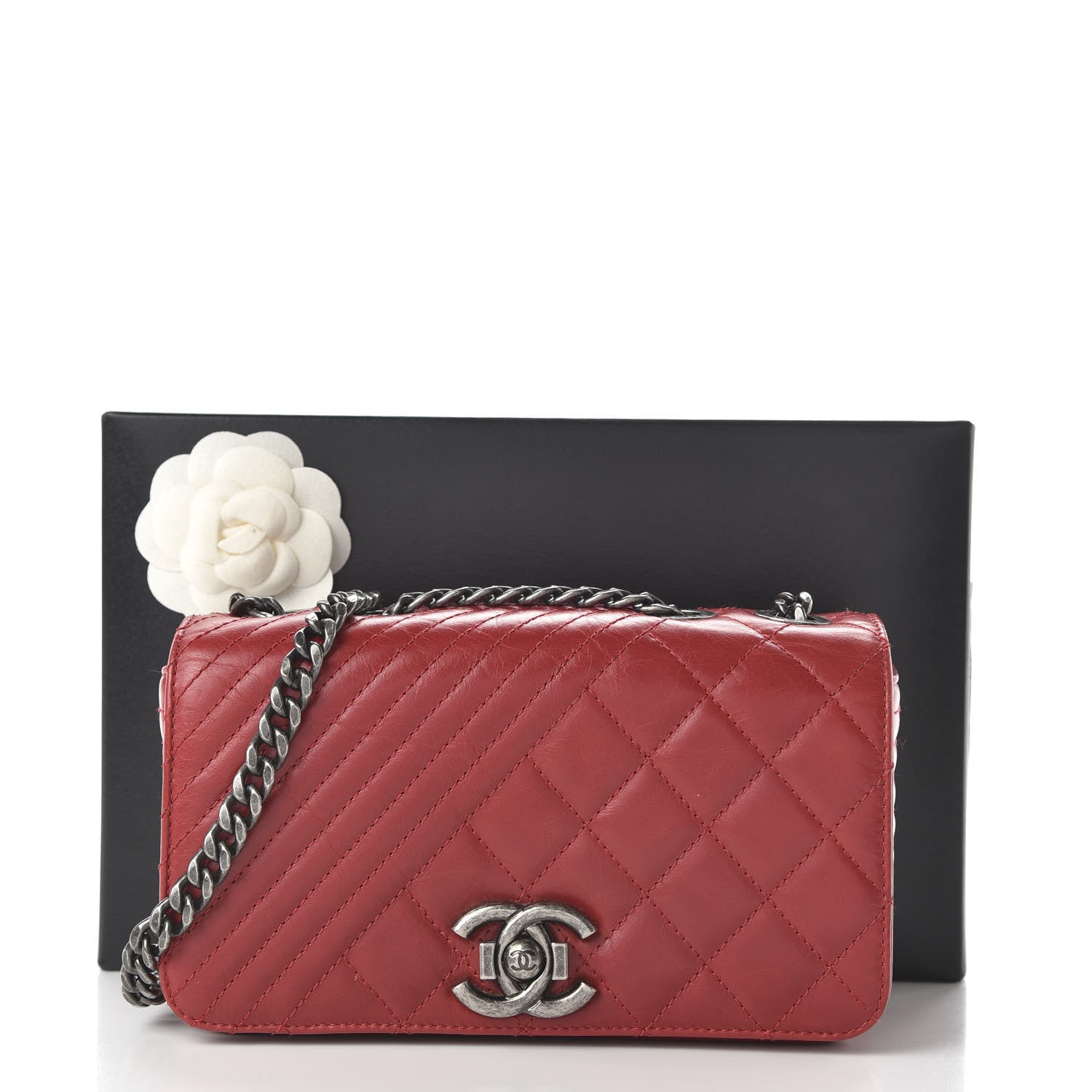 Chanel Glazed Calfskin Quilted Small Coco Boy Flap Red 11 of 11