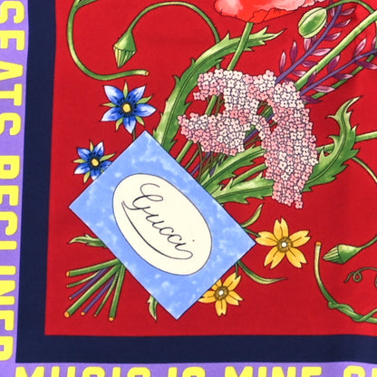Gucci Silk Twill Campanule Cent Square Scarf Red Blue 3 of 4