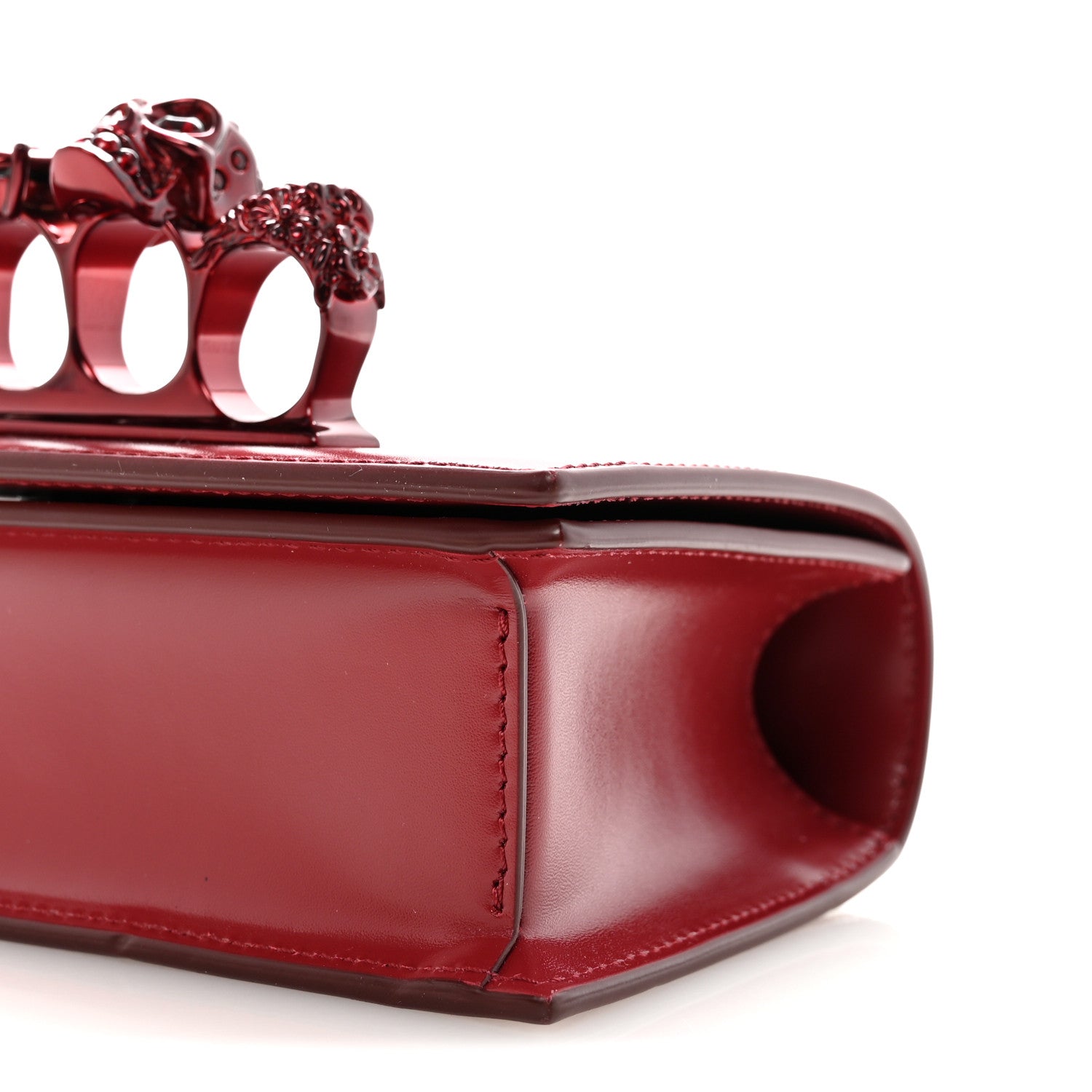 Alexander McQueen Calfskin Mini Jeweled Knuckle Satchel Red 9 of 9