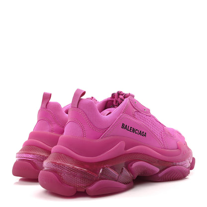 Balenciaga Fabric Mesh Clear Sole Fluo Womens Triple S Sneakers 38 Pink 5 of 9