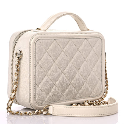 Chanel Caviar Quilted Small CC Filigree Vanity Case White 3 of 26