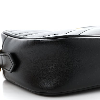 Gucci Calfskin Matelasse Mini GG Marmont Chain Shoulder Bag Black 9 of 10