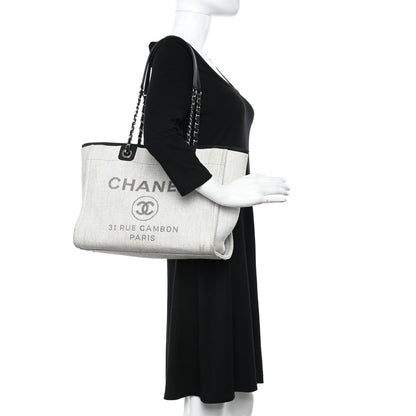 Chanel Woven Straw Raffia Small Deauville Tote Grey 2 of 14