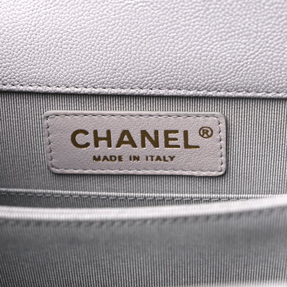 Chanel Caviar Quilted North South Boy Flap Light Grey 6 of 9