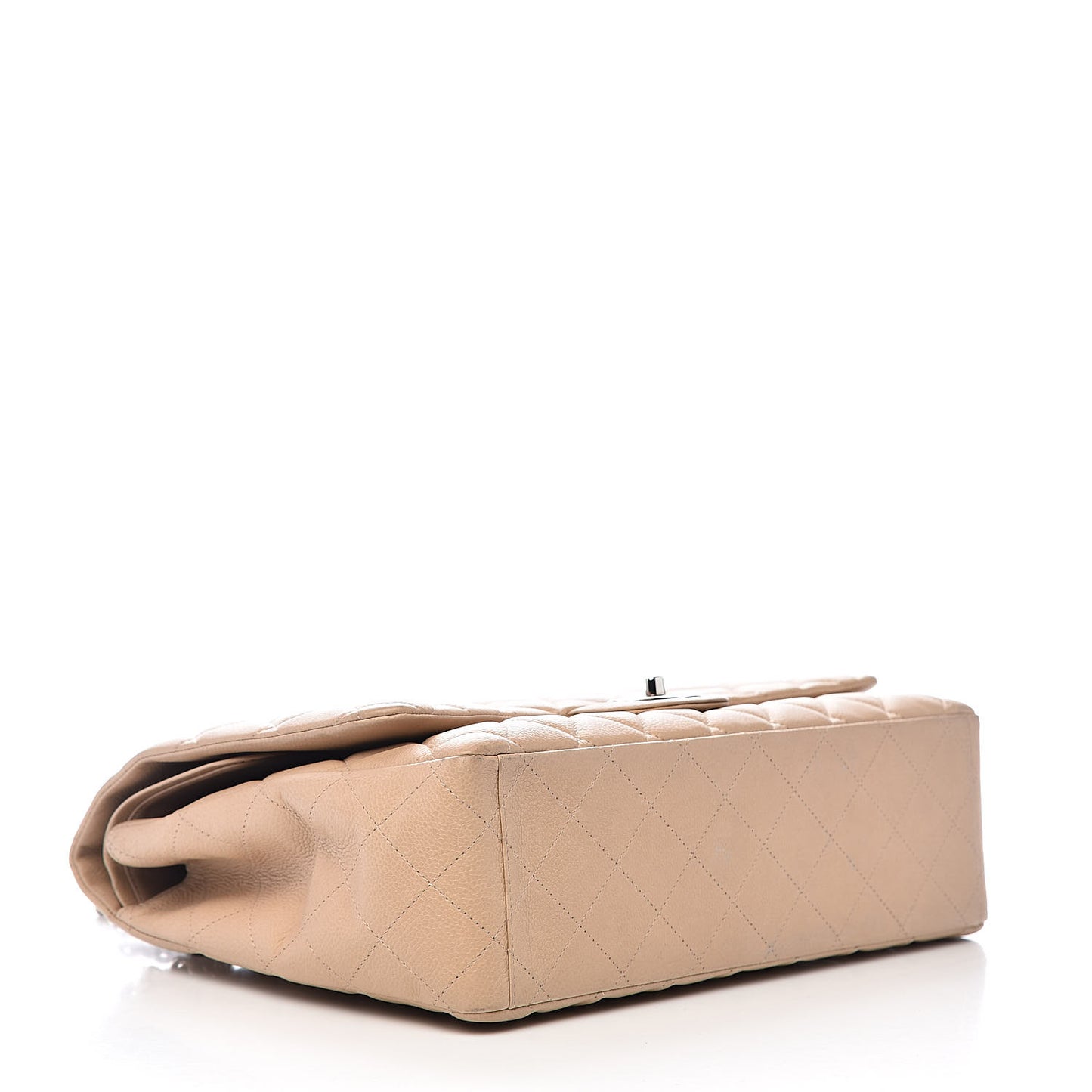 Caviar Quilted Maxi Double Flap Beige