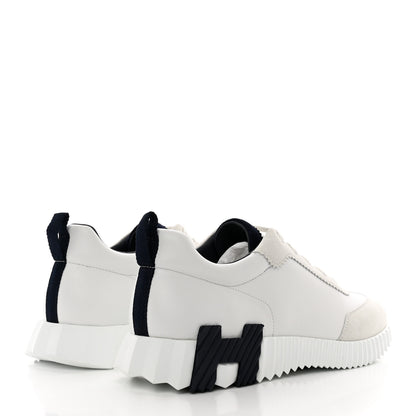 Hermes Technical Canvas Suede Goatskin Bouncing Sneakers 41 White 4 of 9