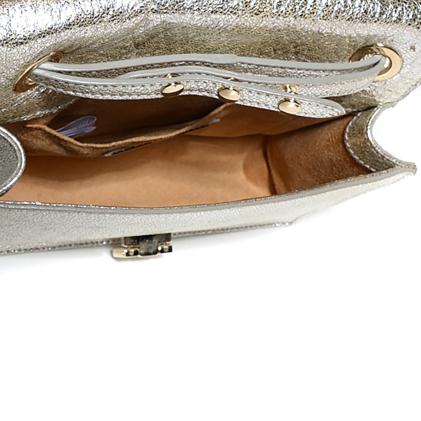 Glitter Calfskin Rebel Crossbody Champagne