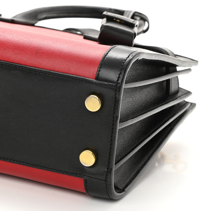 Saint Laurent Calfskin Bi-Color Nano Sac De Jour Red Black 10 of 11