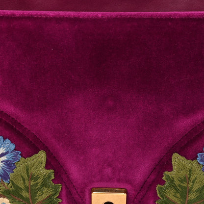 Gucci Velvet Matelasse Loved Embroidered Medium GG Marmont Shoulder Bag Fuchsia Violet Cyclamen 12 of 16