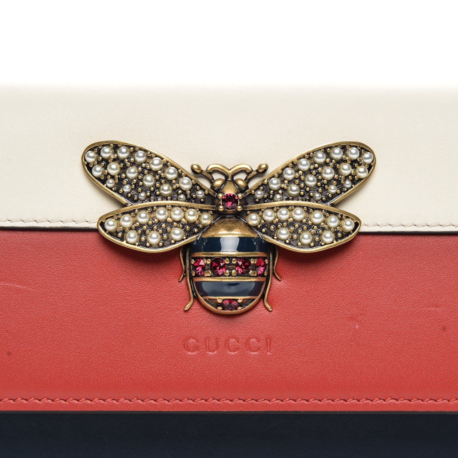 Gucci Calfskin Queen Margaret Chain Wallet Blue Agata Hibiscus Red Mystic White 15 of 18