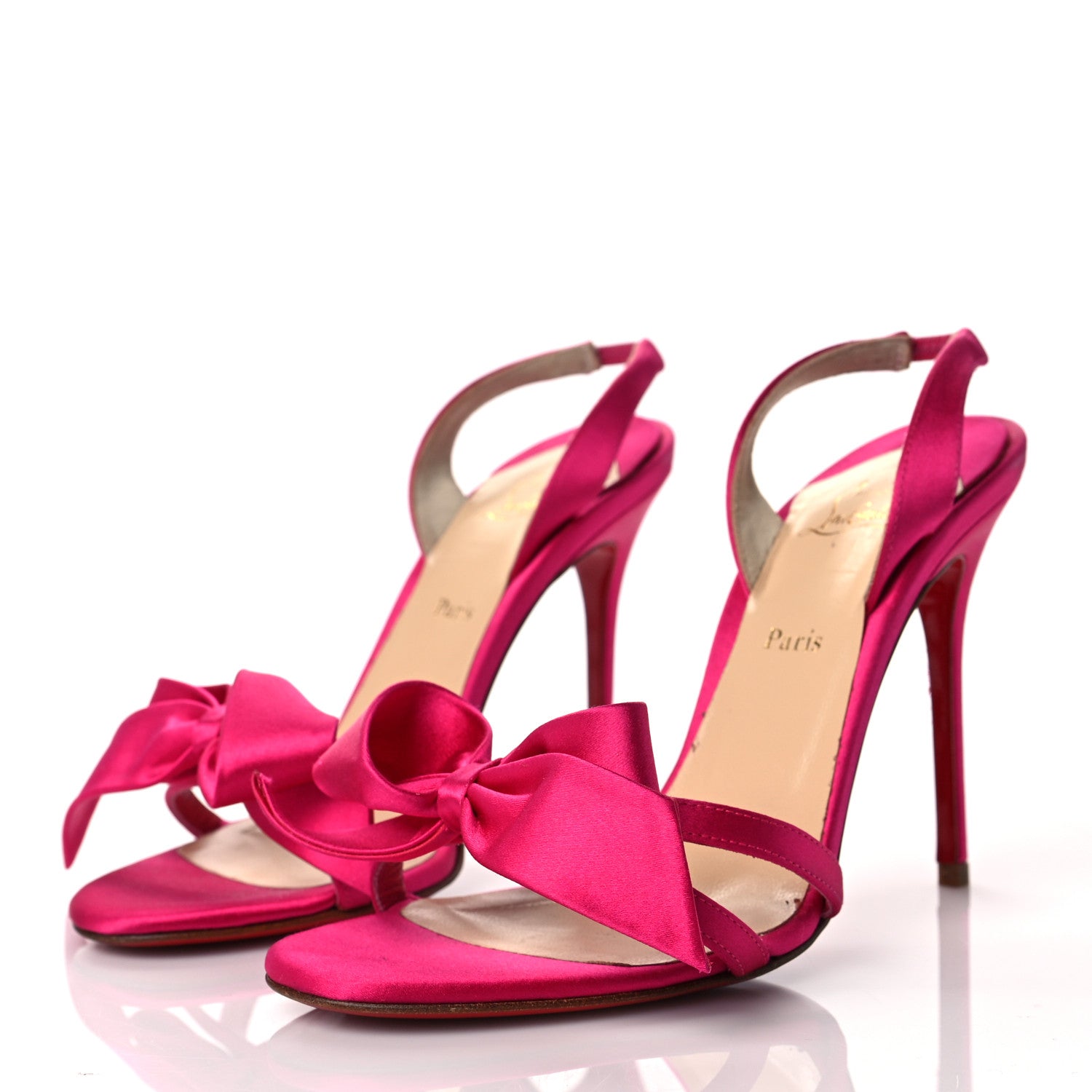 Christian Louboutin Satin Grusanda Bow Slingback Pumps 36 Fuchsia 3 of 11