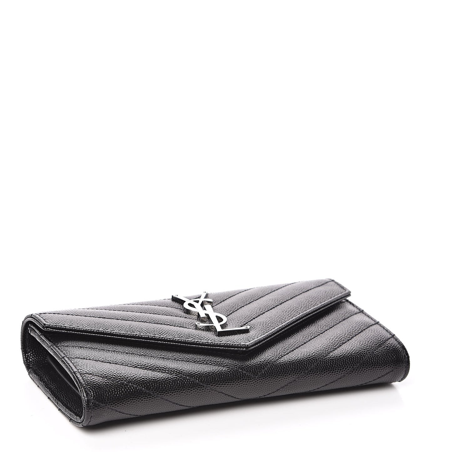 Grain De Poudre Matelasse Chevron Monogram Flap Wallet Black